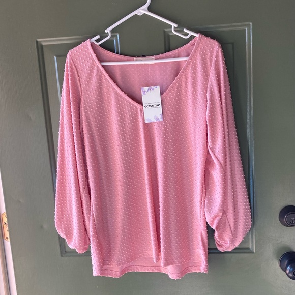 ee:some Tops - Pink Swiss Dot Top NWT